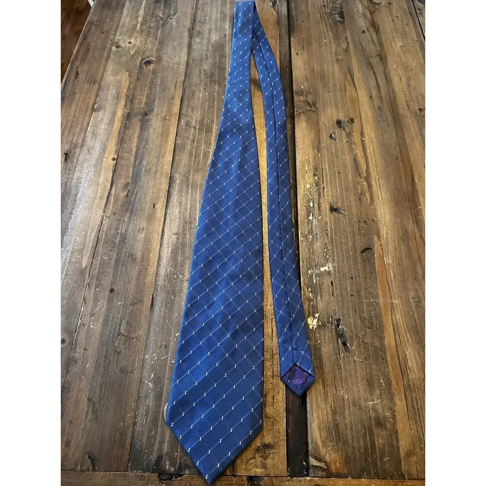 Gianni Versace Necktie Neck Tie Silk Designer Made In Italy Navy